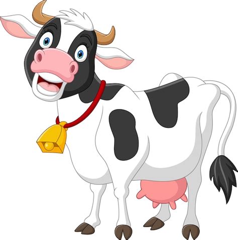 Vaca Feliz De Dibujos Animados Sobre Fondo Blanco Vector Premium