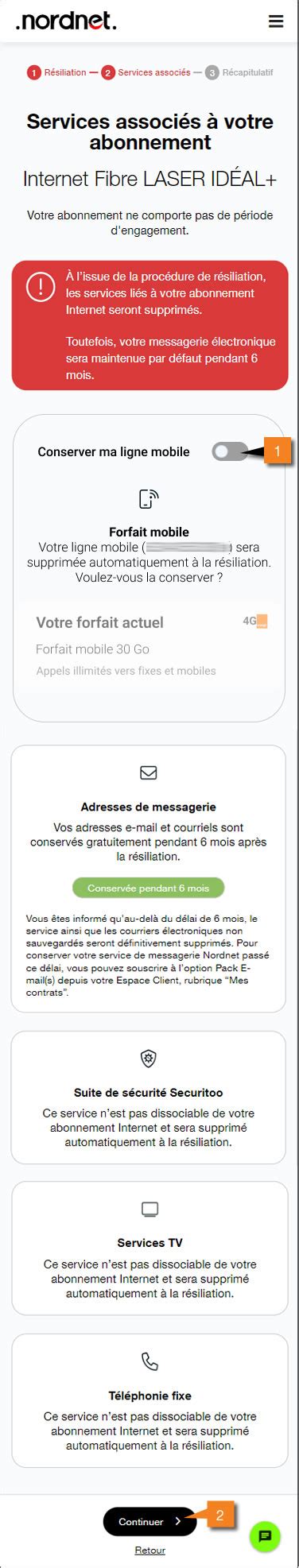 Assistance Nordnet RÉSILIER UNE OFFRE D ACCÈS À INTERNET