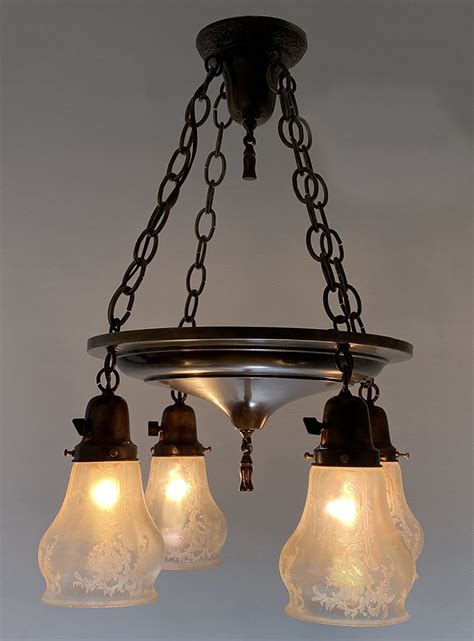 Historic Houseparts Inc Antique Ceiling Fixtures Antique Brass 4 Light Pan Ceiling Light