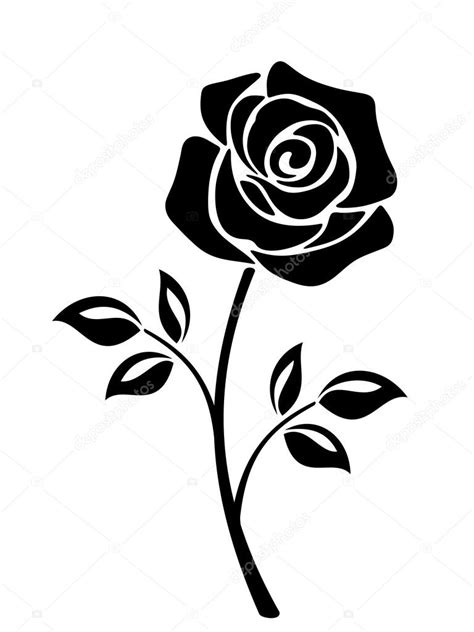 Black silhouette of a rose flower. Vector illustrations. Stock Vector by ©Naddya 117516096