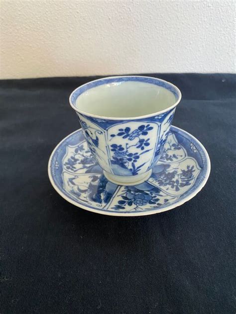 Plat Tasse Th Bleu Et Blanc Porcelaine Fleurs Catawiki