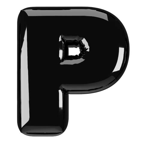 Premium Photo Inflated Glossy Black Letter P Uppercase Illustration