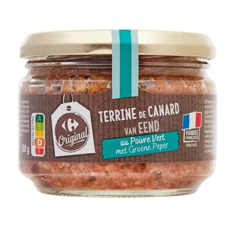 Terrine canard poivre vert CARREFOUR ORIGINAL le pot de 180g à Prix