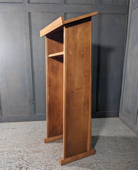 Mid Century Oak Two Tone Church Lectern Reading Desk Ambo With Cross