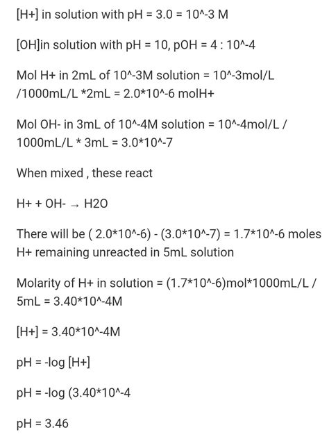 Calculate The Ph Of A Solution Prepared By Mixing Ml Of A Strong