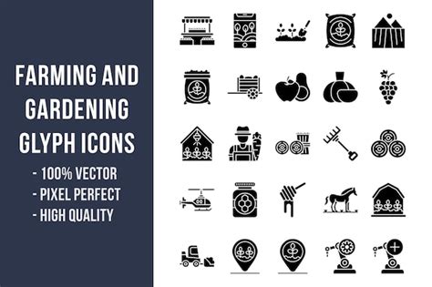 Premium Vector Farming And Gardening Glyph Icons