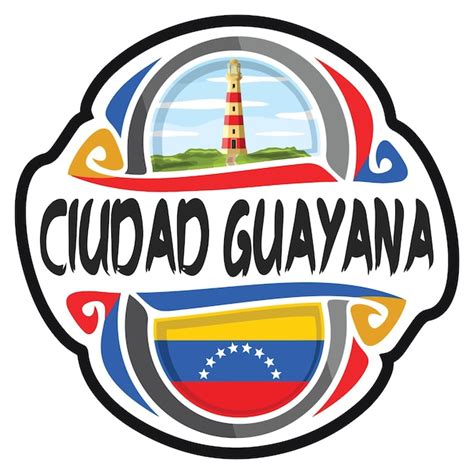 Premium Vector | Ciudad guayana venezuela flag travel souvenir skyline ...