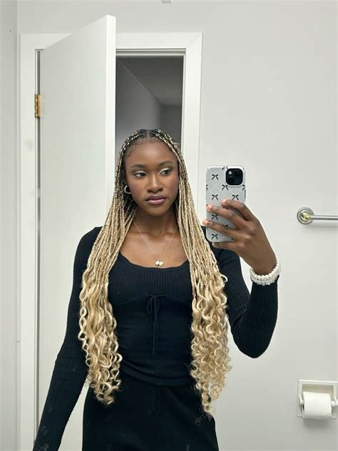 Blonde Braids In 2025 Cute Box Braids Hairstyles Goddess Braids