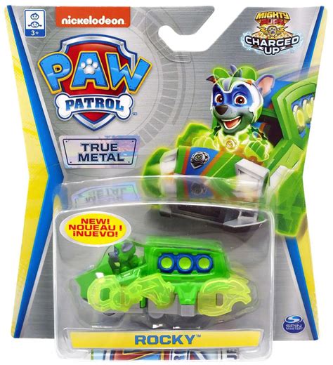 Paw Patrol Mighty Pups Charged Up True Metal Rocky Diecast Car Mighty ...