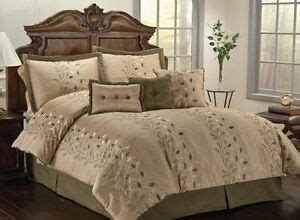 7 Piece MP Vine Olive Green Amp Beige Luxury Comforter Bedding Set ...