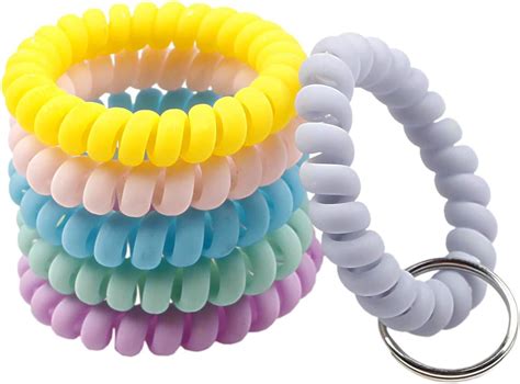 Bihrtc 6 Color Wrist Keychain Plastic Spring Flexible