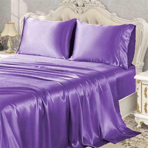 Kacemoo Satin Sheets King Size Silk Sheets Soft Luxury Satin Bed Sheets Cooling