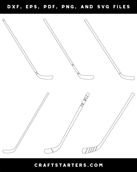 Hockey Stick Outline Patterns: DFX, EPS, PDF, PNG, and SVG Cut Files