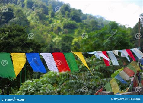 Banderas Budistas En Una Secuencia Meghalaya Foto De Archivo Imagen