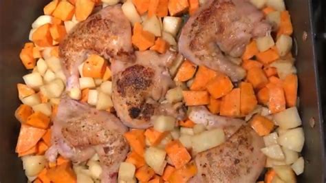 Recette Poulet avec patates et patates douces dans la Rôtissoire