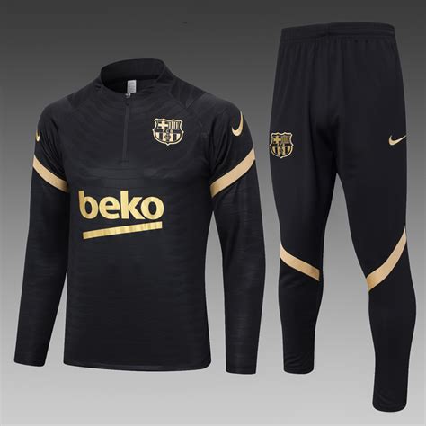 Conjunto De Treino Barcelona Preto E Dourado