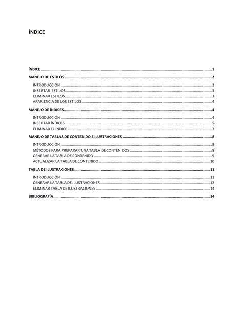 Manejo De Estilos Indices Tabla De Contenido E Ilustraciones Pdf