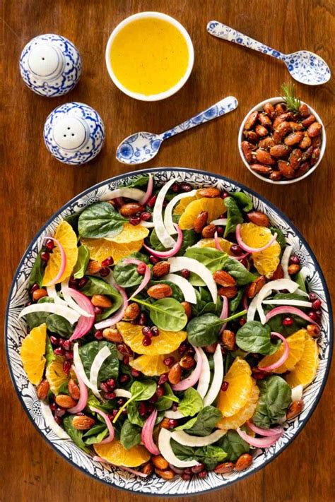 Orange Fennel Spinach Salad With Honey White Balsamic Dressing The