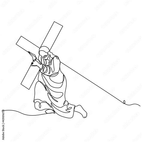 One Continuous Single Drawn Line Art Doodle Spirituality Cross Crucifixion Jesus Christ