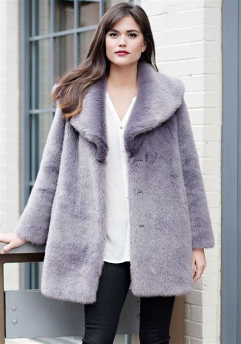 Lavender Mink Shawl Collar Faux Fur Coat Womens Faux Fur Coat Coat