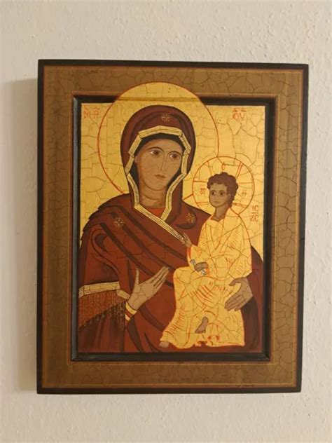 Heiligenbild Russische Ikone Mutter Gottes Von Tichvin Holzbild