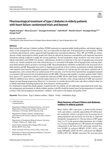 Pharmacological Treatment Of Type 2 Diabetes In Elderly Patients With Heart Failure Randomized