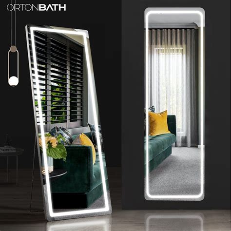 Ortonbath LED Lights Rectangle Lighted Mirror Floor Standing Full Body ...