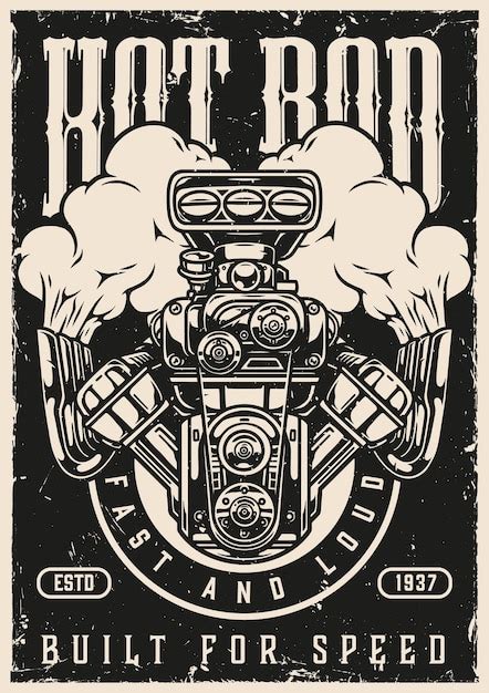 Premium Vector Custom Cars Vintage Poster