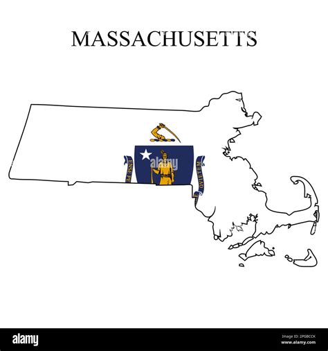 Massachusetts Map Vector Illustration Global Economy State In America North America United