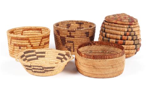 Lot Five Native American Woven Baskets