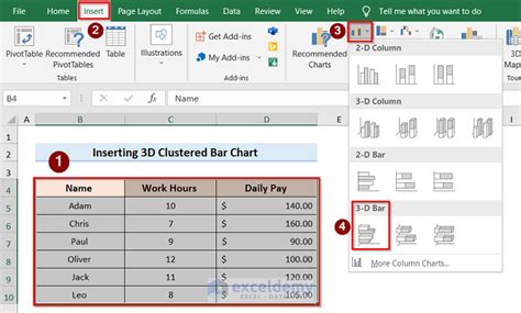 How To Insert A 3d Clustered Column Chart In Excel 5 Methods