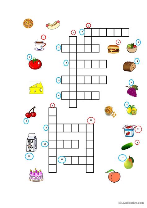 Food Crossword English Esl Worksheets Pdf Doc