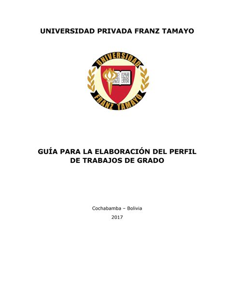 Gu A Para La Elaboraci N Del Perfil De Trabajos De Grado Universidad