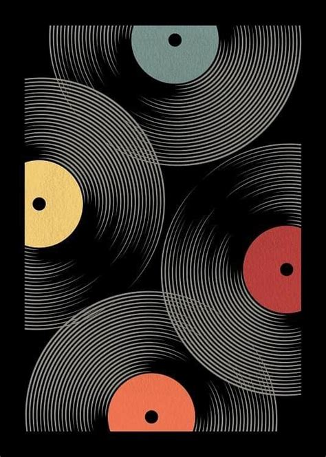 An Image Of Vinyl Records With Different Colors And Sizes On Black