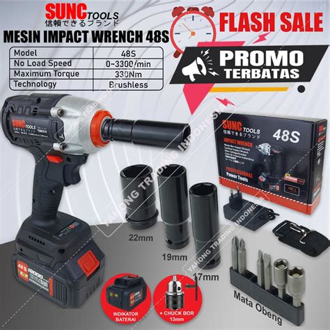 Jual Mesin Impact Baterai Cordless Impact Wrench BRUSHLESS 48S SUNC