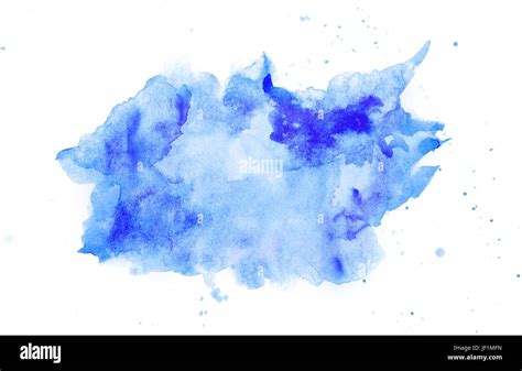 Aquarelle abstraite tache bleue avec splash Isolé sur fond blanc