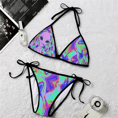 Neon Alien Bikini Neon Bikini Alien Top Trippy Alien Outfit Etsy