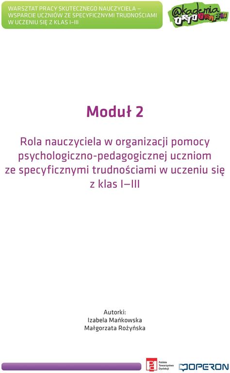 Modu Rola Nauczyciela W Organizacji Pomocy Psychologiczno