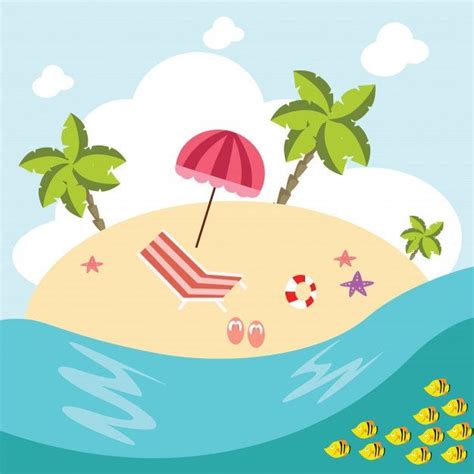 Ilustraci N De Dibujos Animados De Playa Premium Vector Freepik