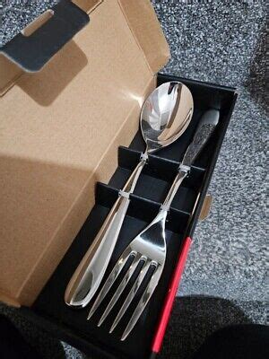 Alessi Nuovo Milano 2 Piece Serving Spoon Fork Boxed Set Ettore