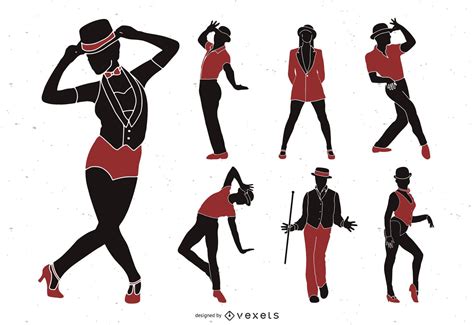 Jazz Dancers Silhouette Set Vector Download