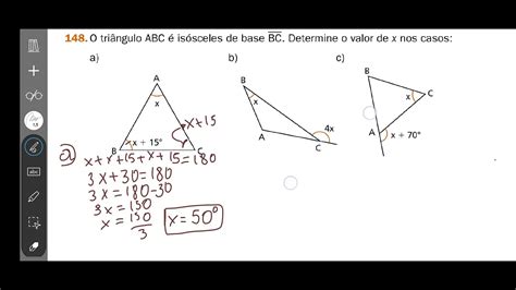 148 O Triângulo Abc é Isósceles De Base Bc Determine O Valor De X Nos Casos Youtube