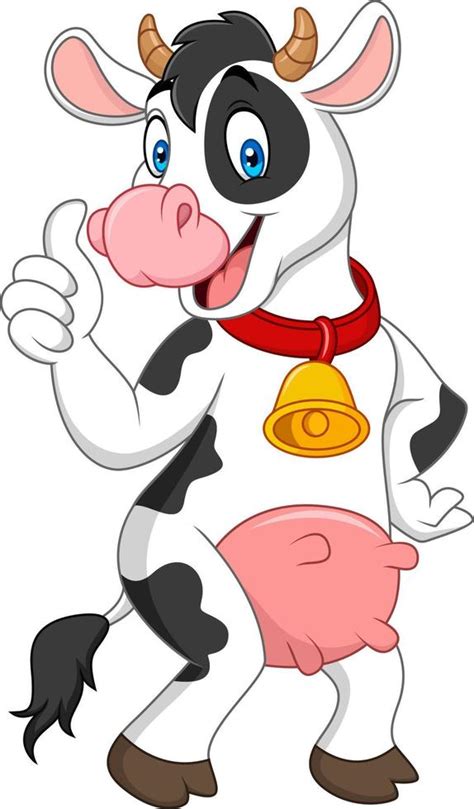 Cartoon funny cow giving thumbs up 8733338 Vector Art at Vecteezy