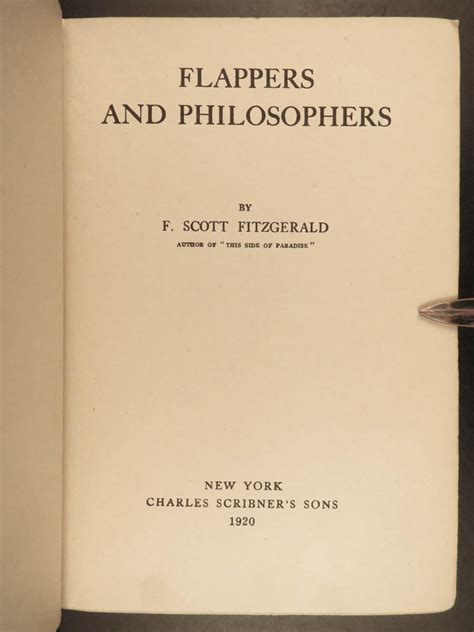 Flappers And Philosophers By Fitzgerald F Scott Near Fine Hardcover