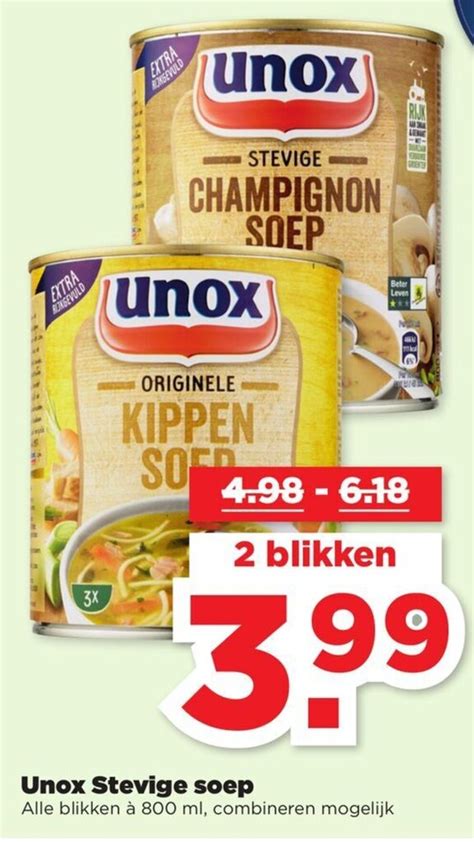 Unox Stevige Soep Aanbieding Bij Plus