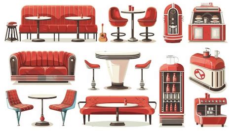 Premium Photo Modern Illustration Of Vintage Red Couches Chairs