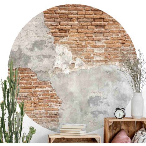 Papel pintado redondo autoadhesivo Shabby Brick Wall Ø 50cm