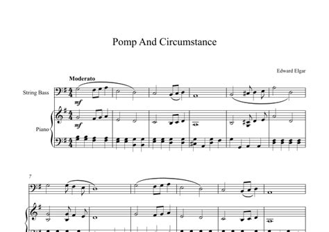 Pomp And Circumstance Edward Elgar String Bass Piano Arr Digital Book Music Sheet Music