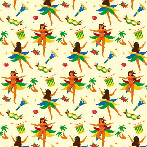 Free Vector Brazilian Carnival Pattern In Flat Design