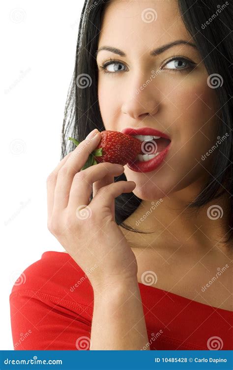 Brunette With Strawberry Royalty Free Stock Photos Image 10485428